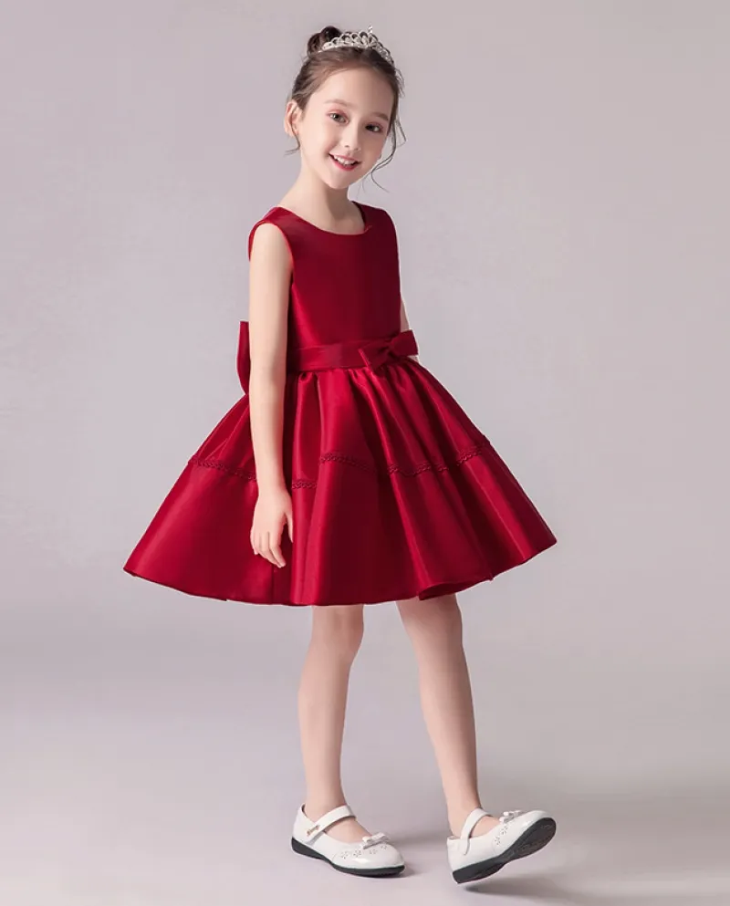 Abito per bambini Summer New Red Tutu Skirt Small Host Piano Performance Dress Girl Princess Dress