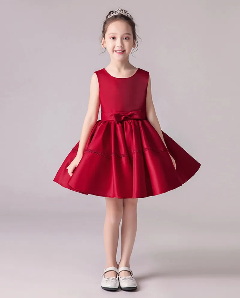 Abito per bambini Summer New Red Tutu Skirt Small Host Piano Performance Dress Girl Princess Dress