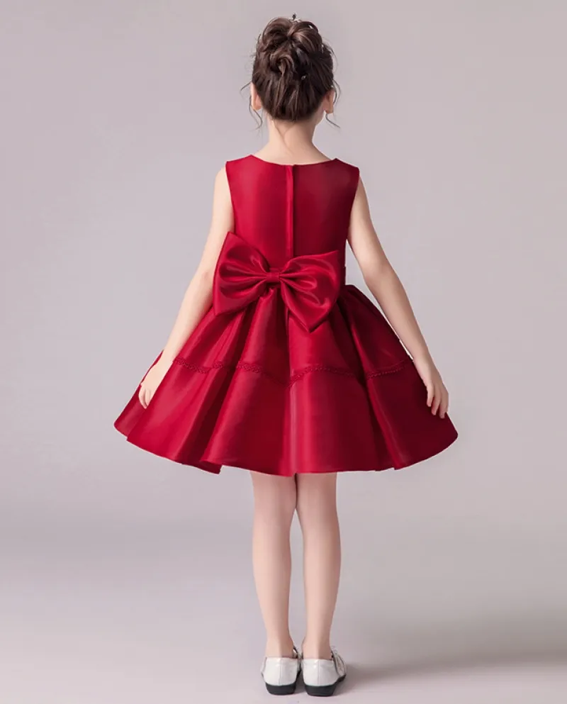 Abito per bambini Summer New Red Tutu Skirt Small Host Piano Performance Dress Girl Princess Dress