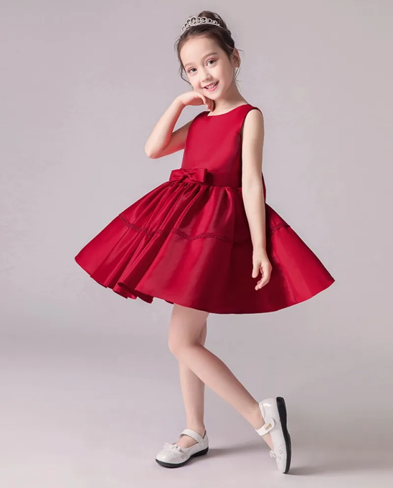 Abito per bambini Summer New Red Tutu Skirt Small Host Piano Performance Dress Girl Princess Dress