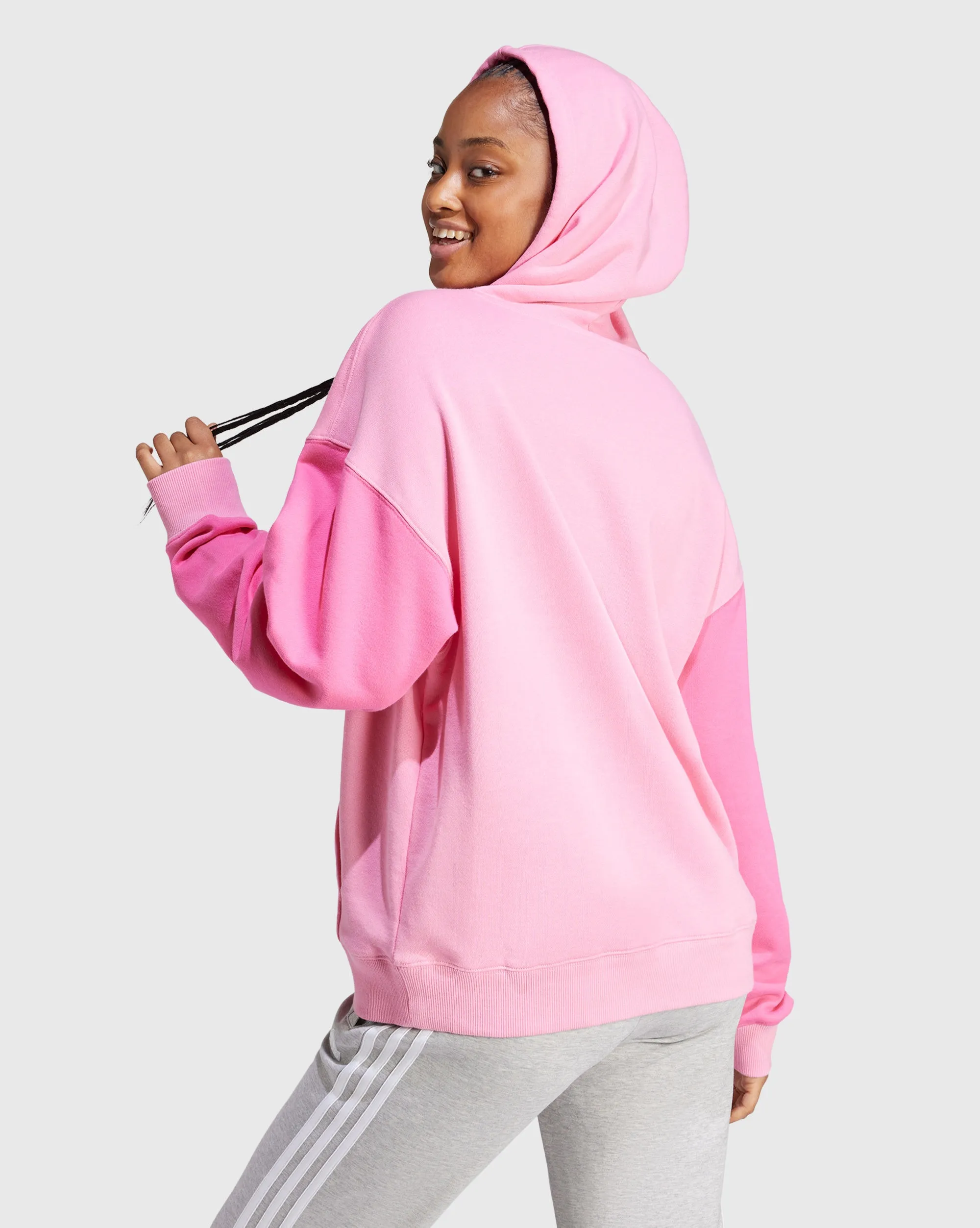 Adidas Felpa con Cappuccio Essentials Big Logo Oversized French Terry Rosa Donna