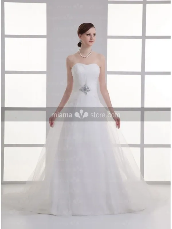 ALYSA - A-line Sweetheart Chapel train Tulle Wedding dress