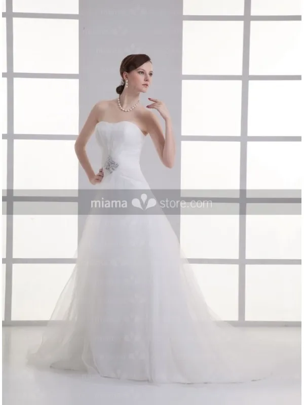 ALYSA - A-line Sweetheart Chapel train Tulle Wedding dress