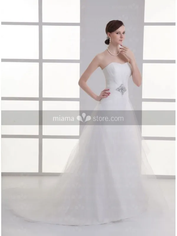 ALYSA - A-line Sweetheart Chapel train Tulle Wedding dress