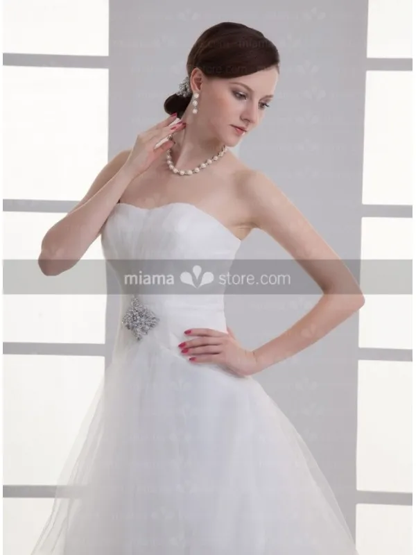 ALYSA - A-line Sweetheart Chapel train Tulle Wedding dress