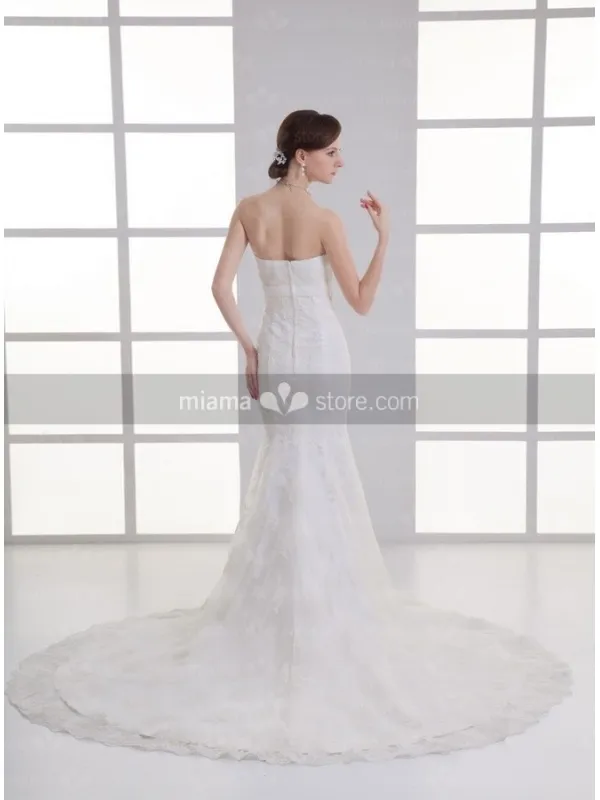 AMBER - Mermaid Strapless Empire waist Chapel train Tulle Wedding dress