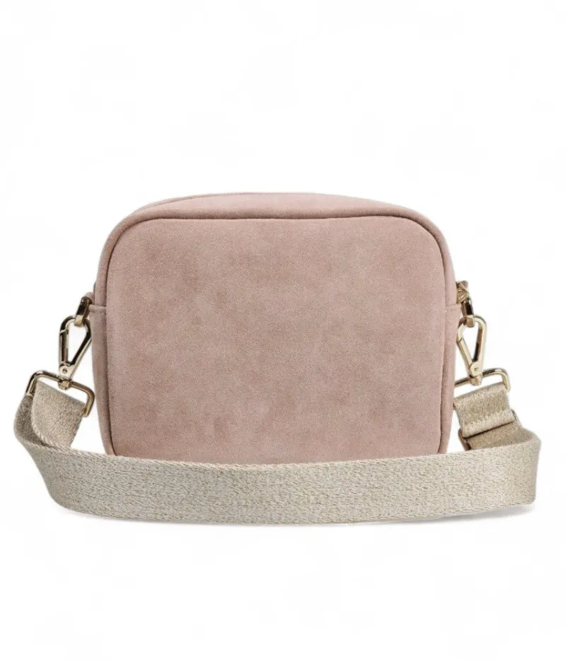 Borsa Donna Rosa - Borsa artigianale suede con ricamo