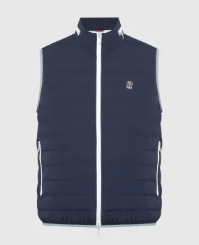 Brunello Cucinelli Gilet in piumino blu con logo MM4037460G