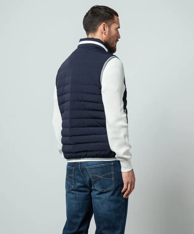 Brunello Cucinelli Gilet in piumino blu con logo MM4037460G