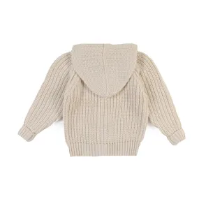 Cardigan Ross Ecru Con Cappuccio Bimbo E Bimba