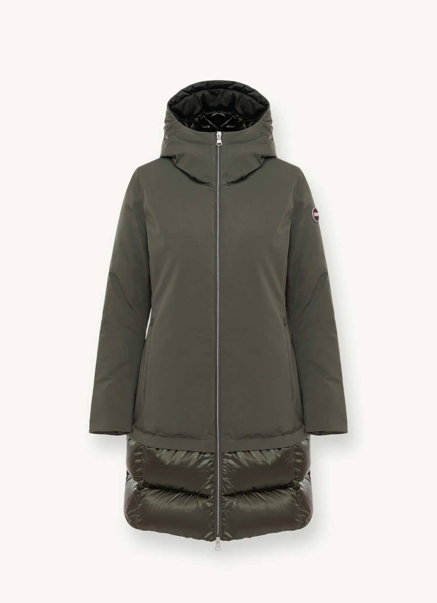 Down jacket with hood in 3-layer fabric