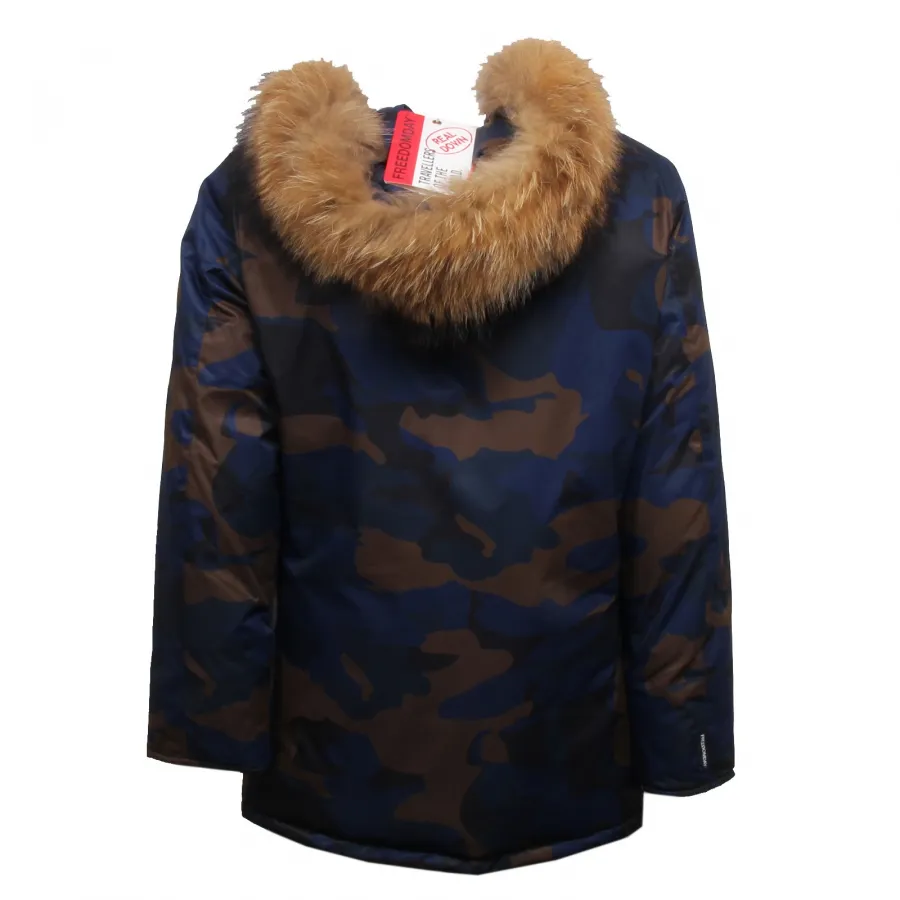 F8446 piumino uomo FREEDOMDAY NEW CAMPIGLIO BLUE CAMOUFLAGE jacket man