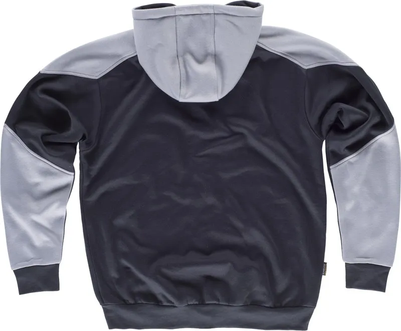 Felpa con cappuccio full zip con dettagli a contrasto nero grigio chiaro