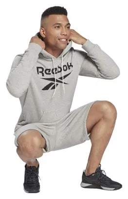 Felpa con cappuccio Reebok Training Big Logo grigia