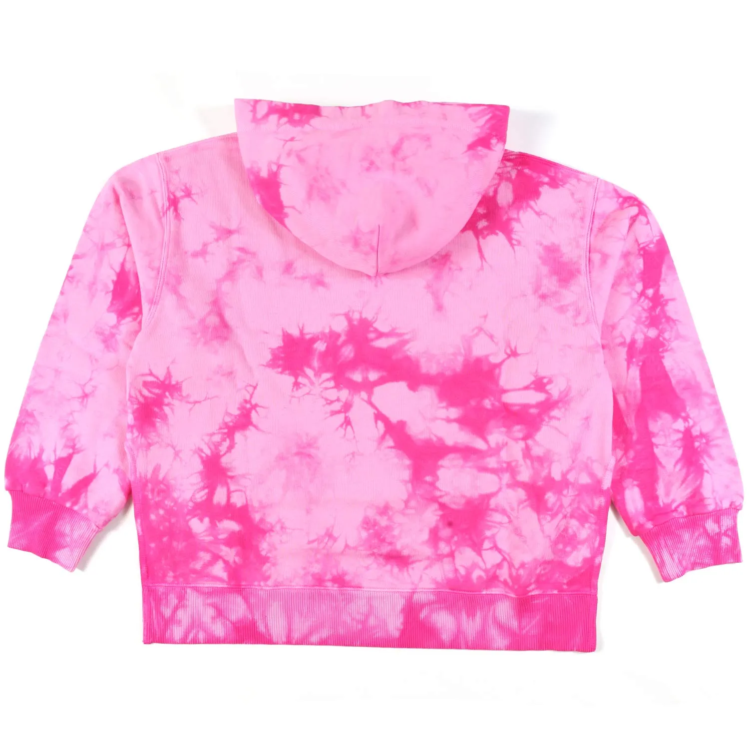 Felpa Over Rosa E Fucsia Tie Dye Con Cappuccio