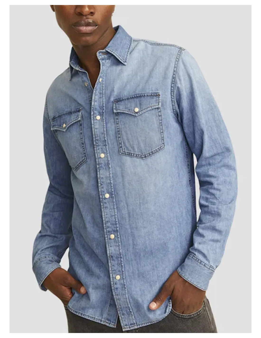 JACK & JONES CAMICIA JEANS UOMO MILLER JJSHIRT WI 