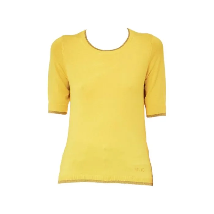 Liu Jo Maglia Manica 3/4 Inserti In Lurex Giallo