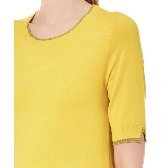 Liu Jo Maglia Manica 3/4 Inserti In Lurex Giallo