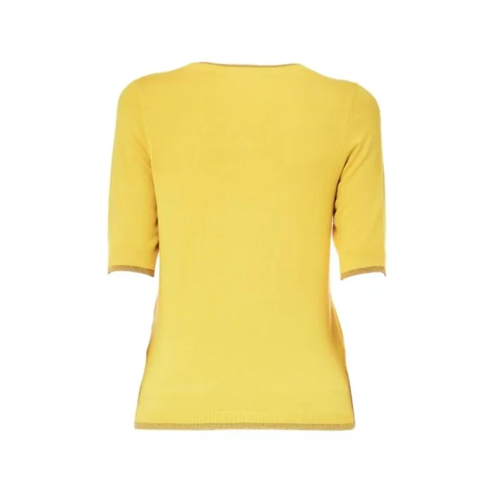 Liu Jo Maglia Manica 3/4 Inserti In Lurex Giallo