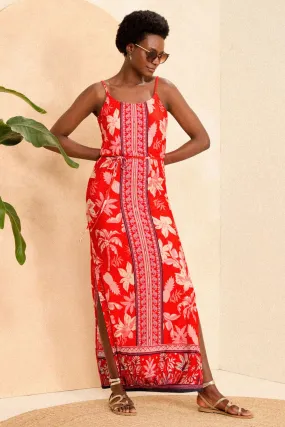 Love & Roses - Abito maxi in jersey con spalline sottili