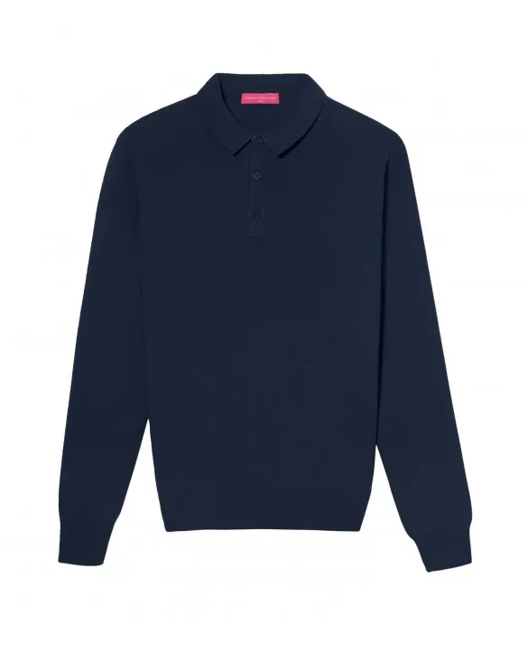 Maglia con collo a polo in Cashmere Blu scuro da Uomo