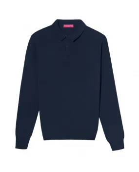 Maglia con collo a polo in Cashmere Blu scuro da Uomo