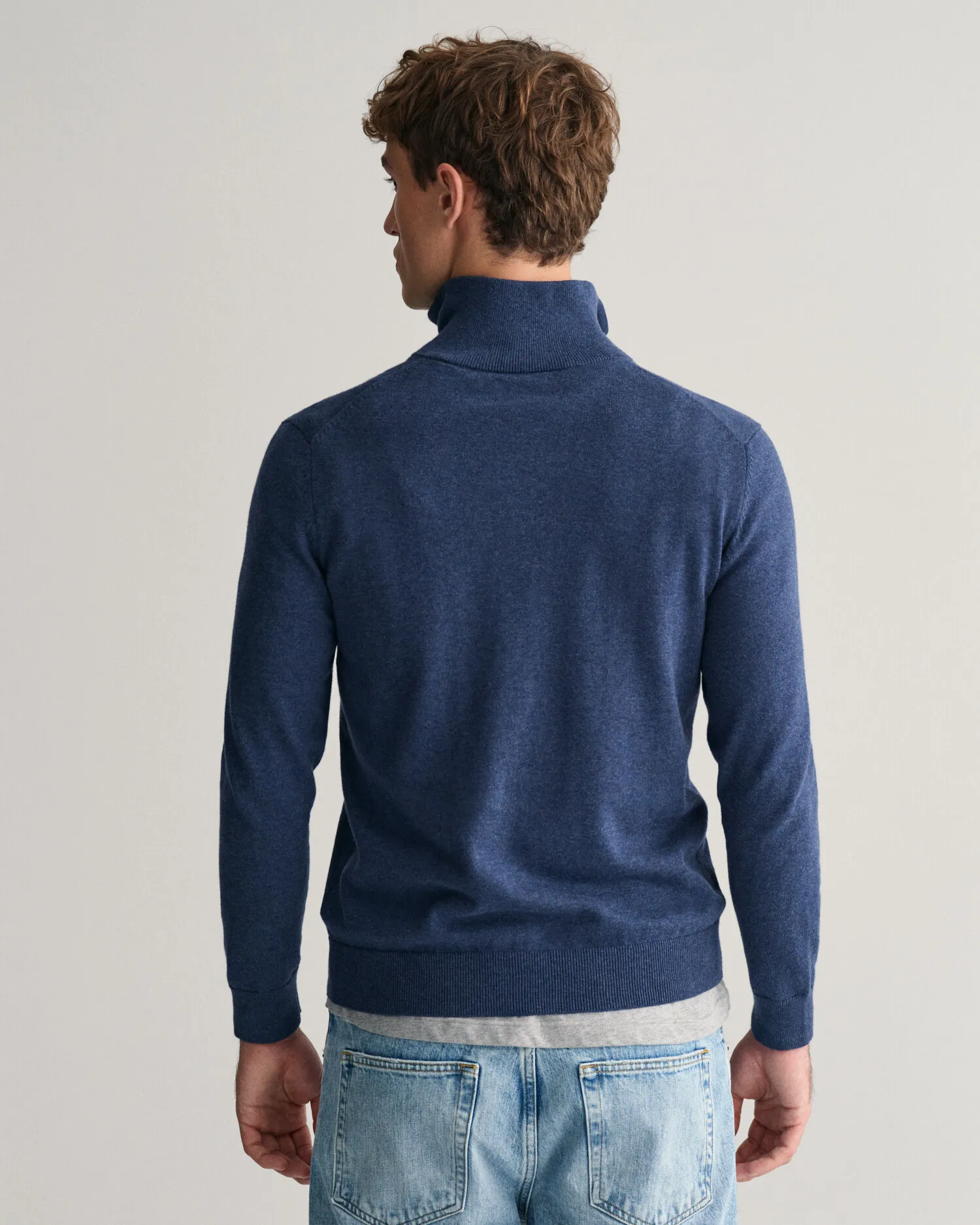 Maglia in cotone classico con zip corta    