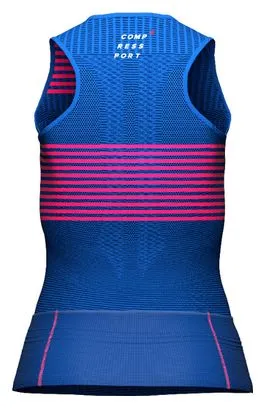 Maglia senza maniche Compressport Tri Postural - Donna Blu / Rosa