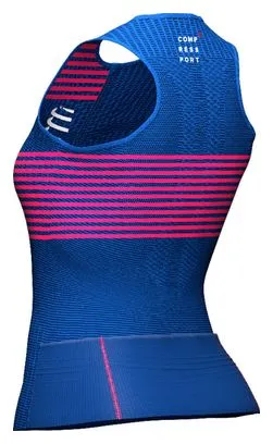 Maglia senza maniche Compressport Tri Postural - Donna Blu / Rosa