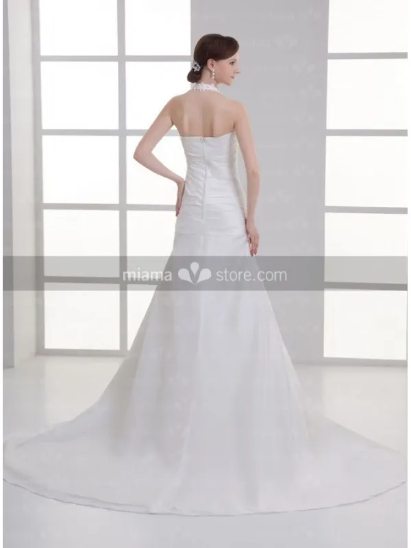 MIRIAM - A-line Halter Sweetheart Chapel train Satin Wedding dress