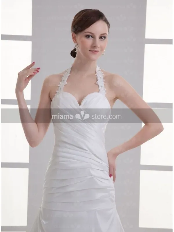 MIRIAM - A-line Halter Sweetheart Chapel train Satin Wedding dress