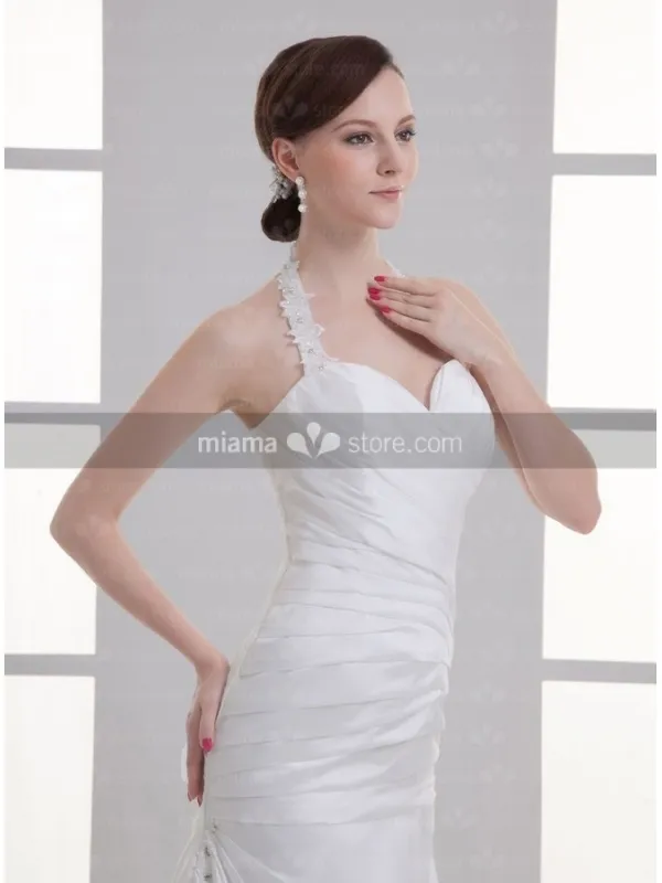 MIRIAM - A-line Halter Sweetheart Chapel train Satin Wedding dress