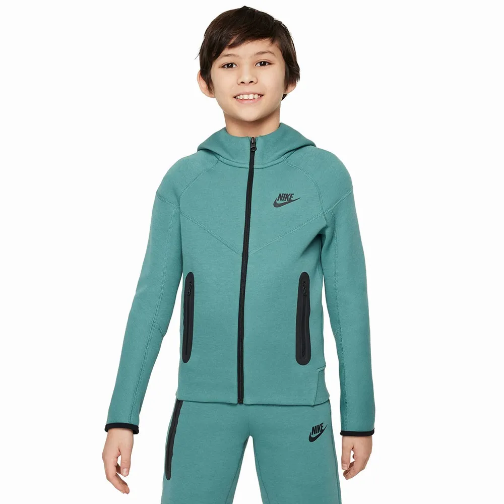 Nike Felpa Con Cerniera Tech Fleece Verde Bambino