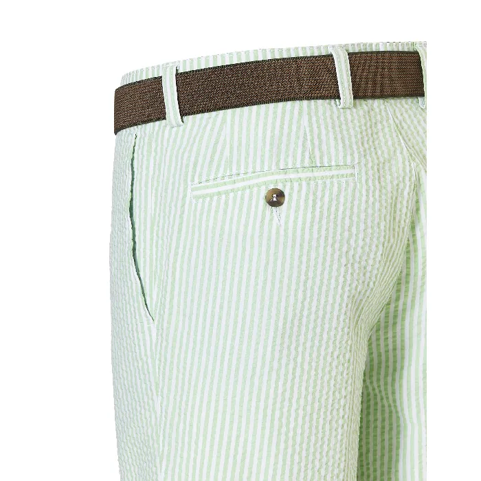 Pantaloncini Henk ter Horst a righe in seersucker Verde