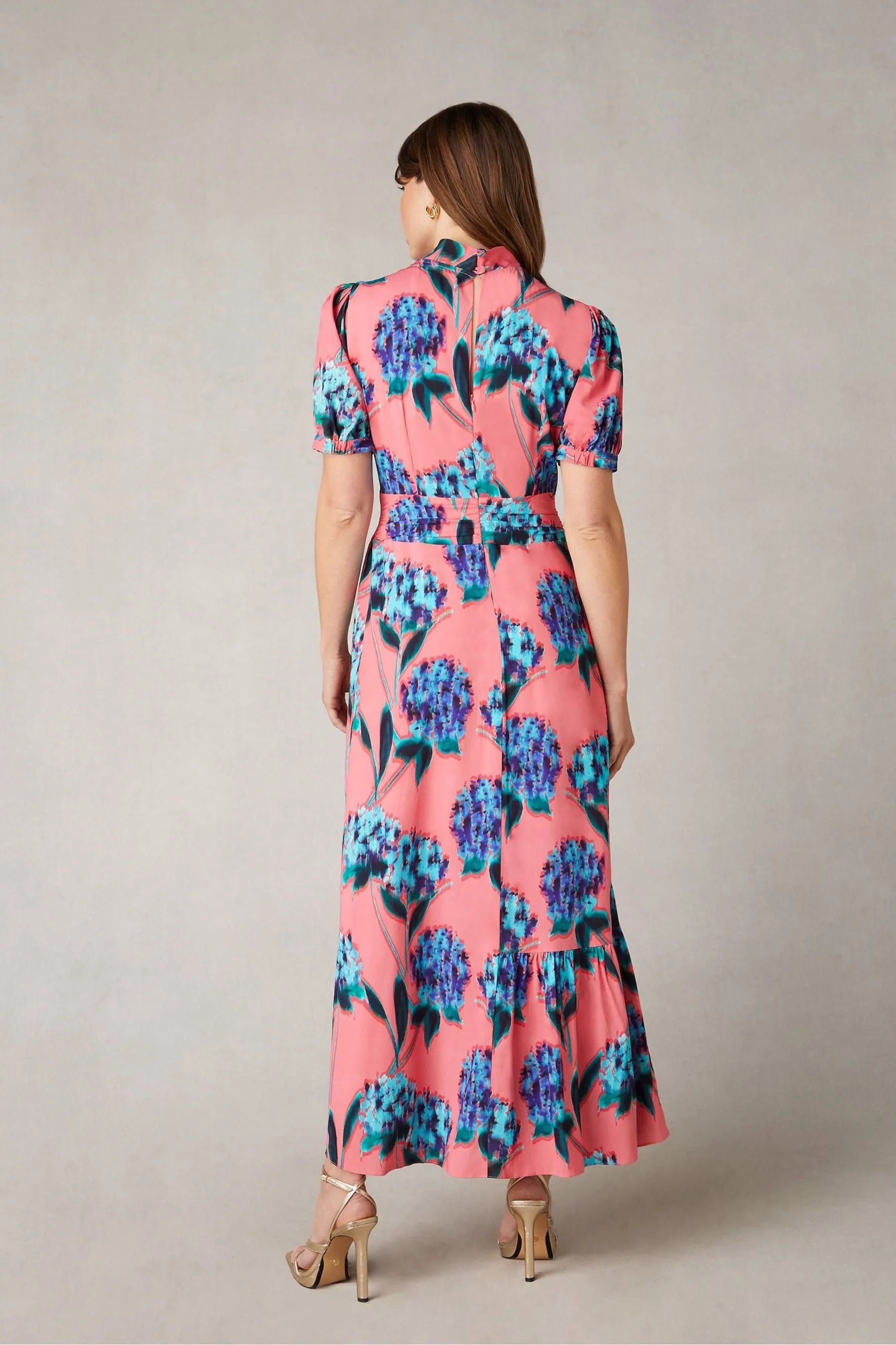 Ro&Zo Pink - Scarlett Floral Print Twist Neck Maxi Dress