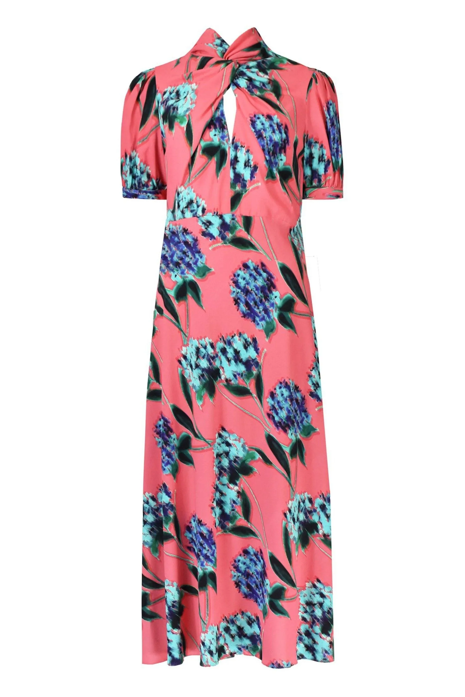 Ro&Zo Pink - Scarlett Floral Print Twist Neck Maxi Dress