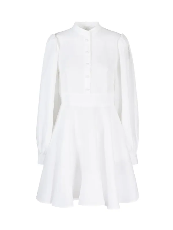 Short white dress with long sleeves