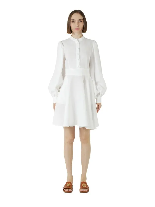 Short white dress with long sleeves