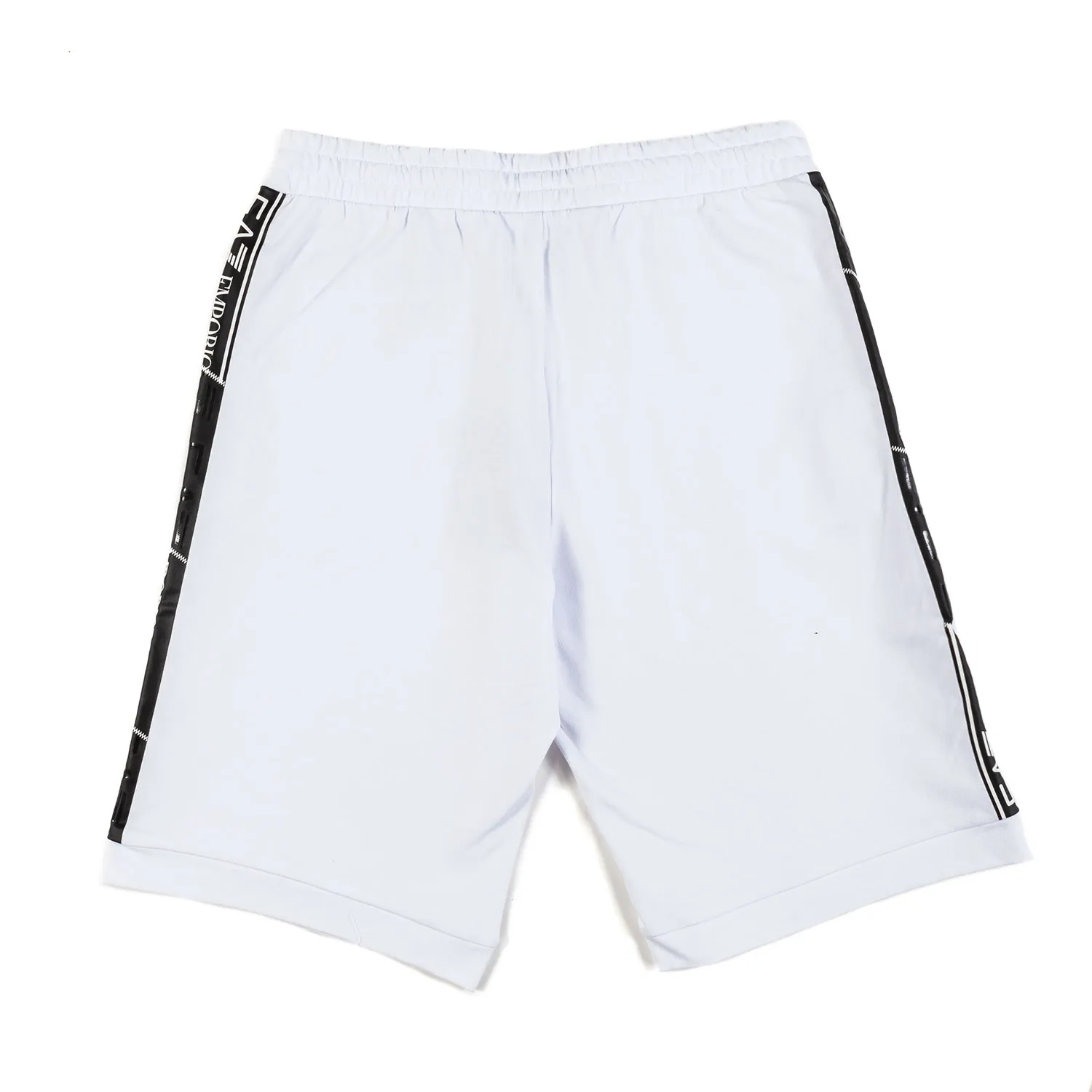 Shorts Felpa Bianco Con Logo Tape Ea7 Nero