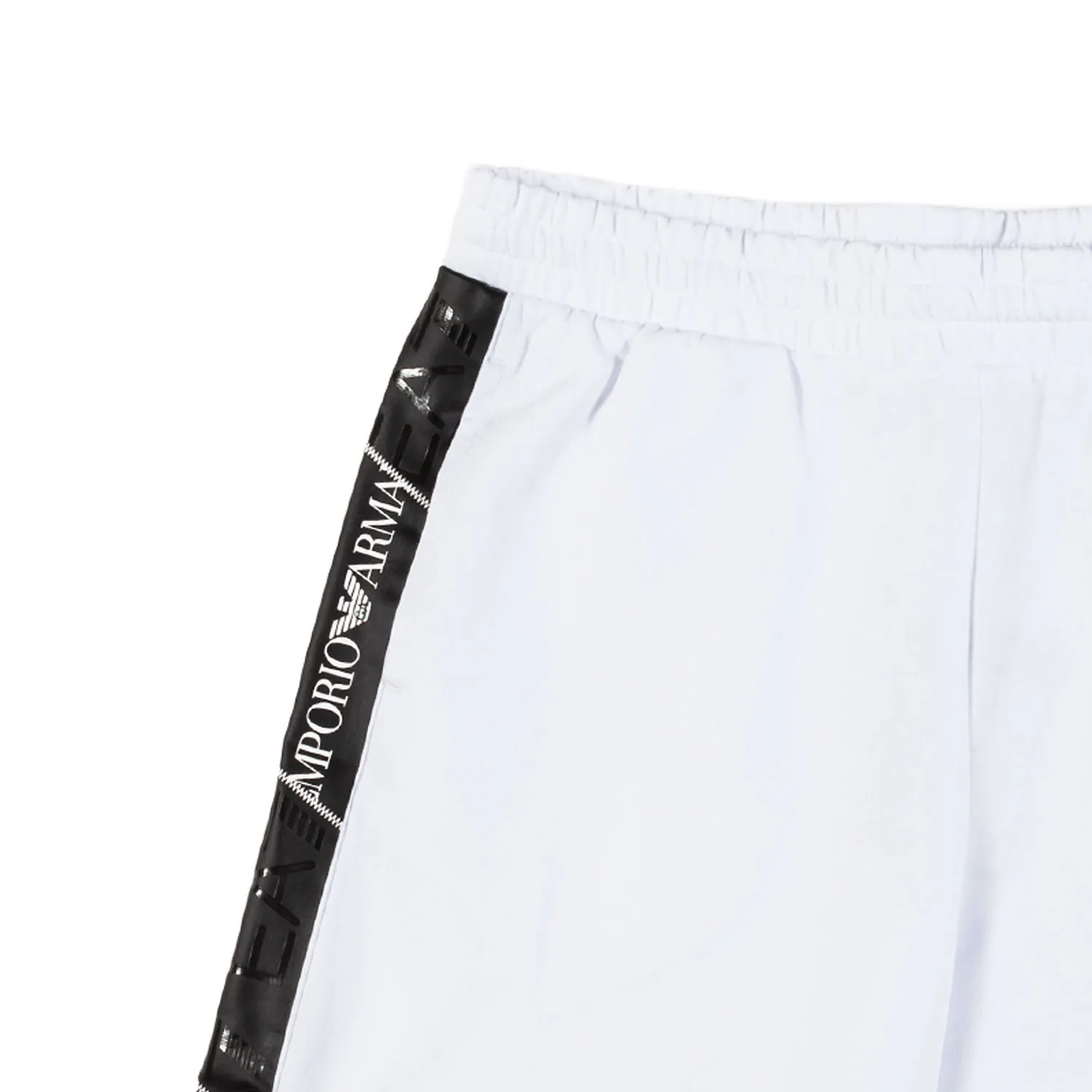 Shorts Felpa Bianco Con Logo Tape Ea7 Nero