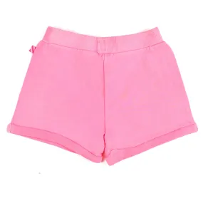 Shorts Felpa Rosa Con Stampa Glitter Bambina