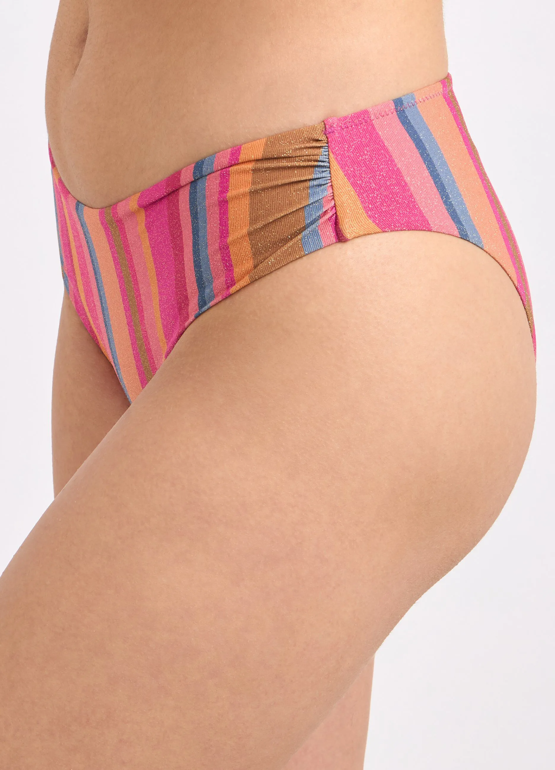 Slip bikini con motivo a righe multicolor donna