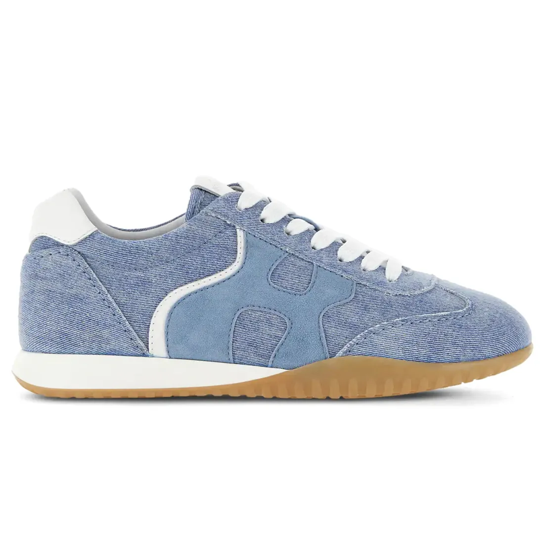 Sneaker da donna Hogan Olympia-Z celeste in jeans e pelle