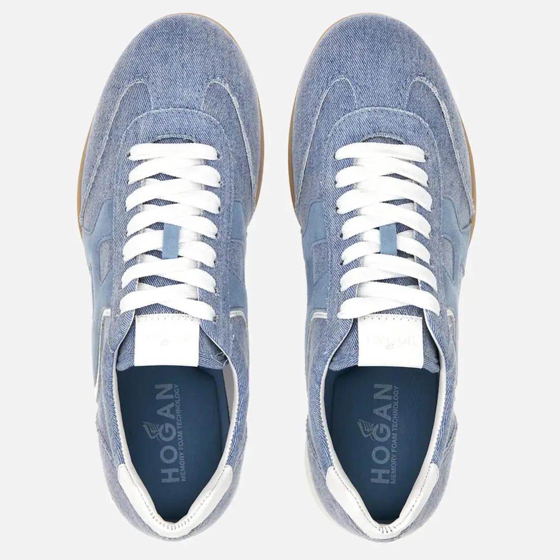 Sneaker da donna Hogan Olympia-Z celeste in jeans e pelle