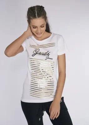 T-shirt in jersey stampa laminata