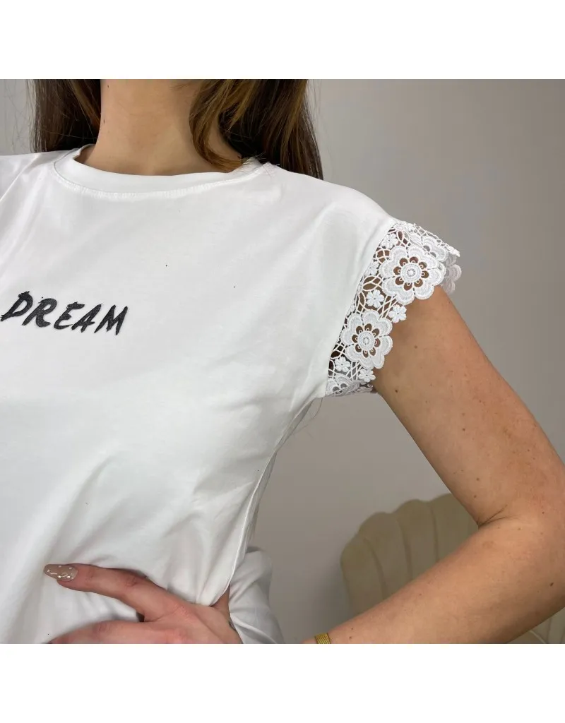 T-SHIRT MACRAMè DREAM BIANCO/NERO