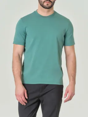 T-shirt verde acqua in jersey di puro cotone a tinta unita