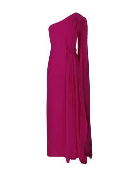 WOMAN CRIDA FUCSIA SILK LONG DRESS